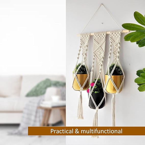 Macrame Hanging Planter Pot Holder Wall Hanging - Leechoo